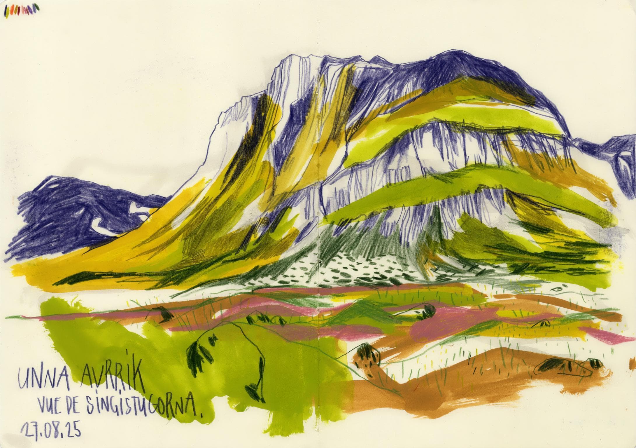 Croquons les couleurs #2 Balade dessinée : micro paysages en mouvement.