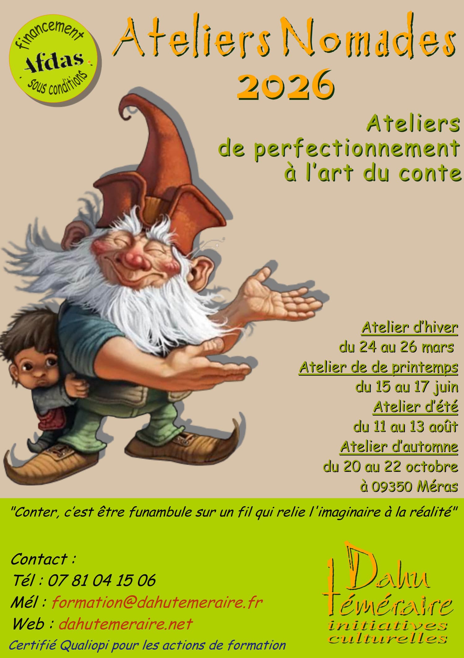 Atelier nomade : perfectionnement à l'art du conte