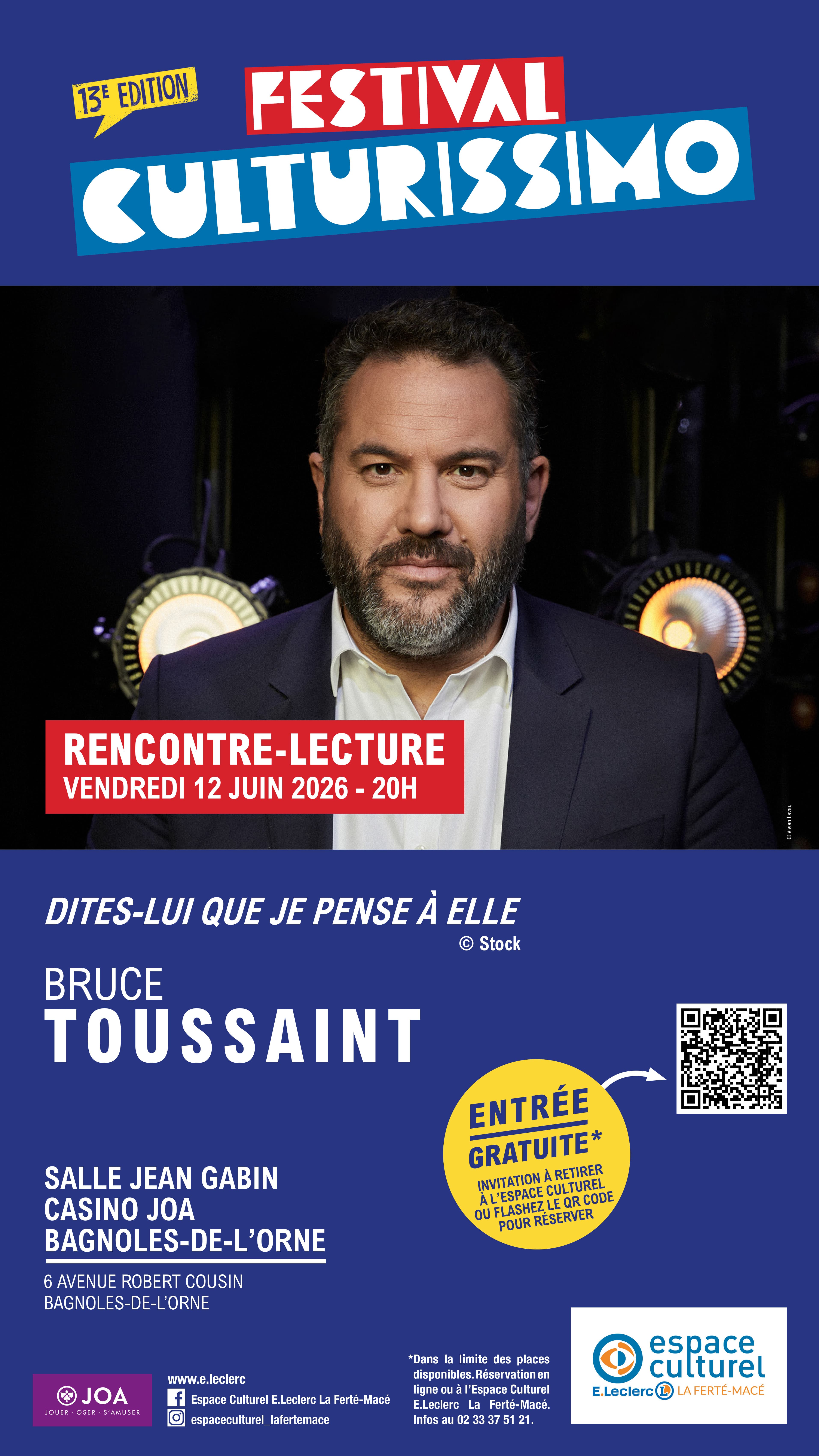 Festival Culturissimo - Rencontre-Lecture de Bruce Toussaint