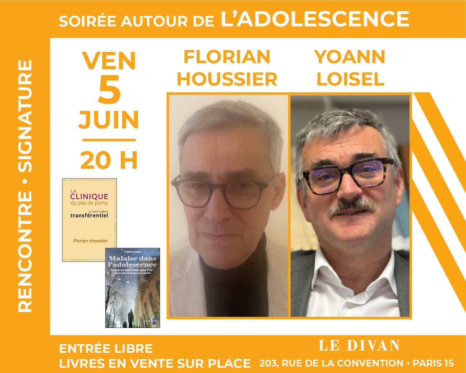 Soirée sur la souffrance psychique à l'adolescence avec le psychologue et psychanalyste Florian Houssier et le psychiatre Yoann Loisel